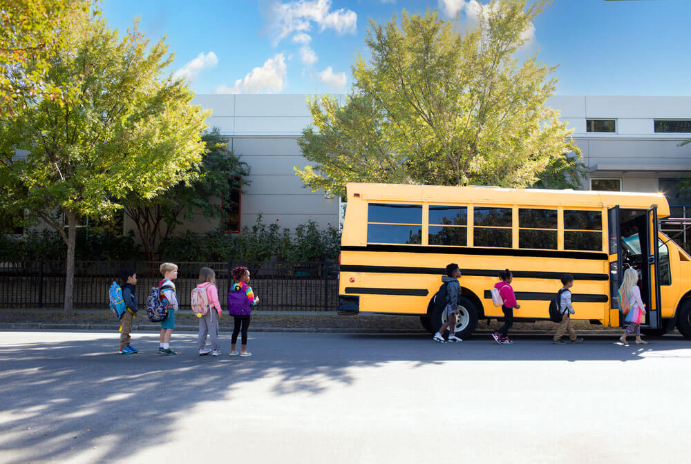 Children waiting for the bus.