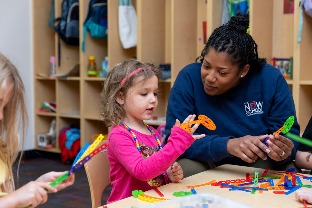 Student doing activities with their class.