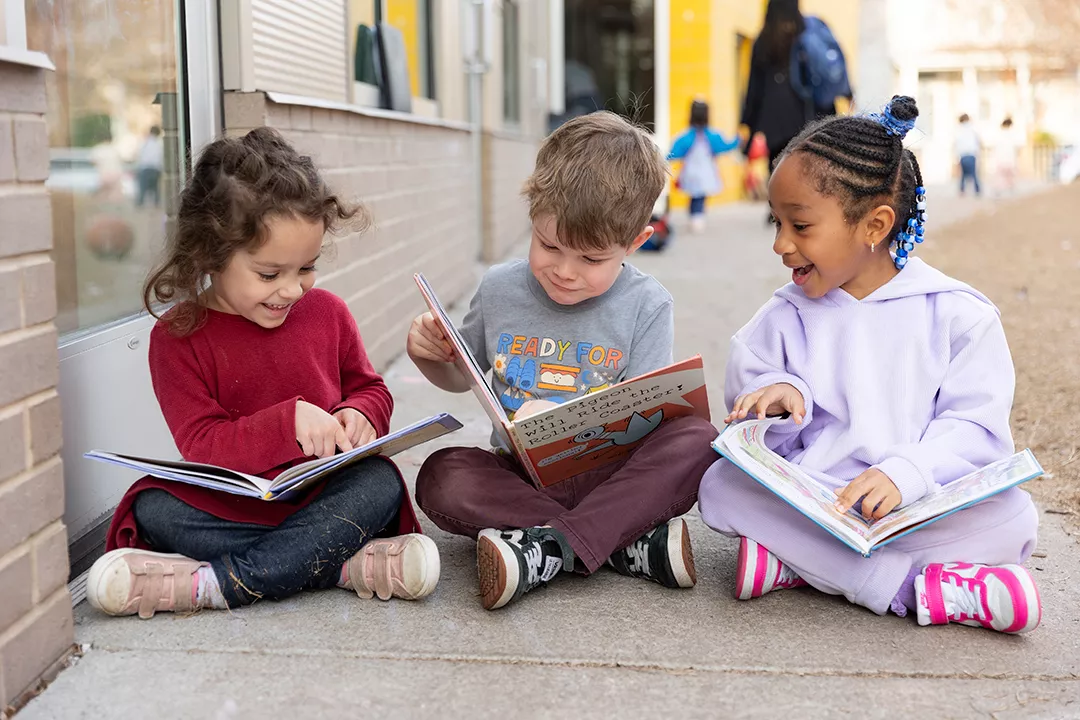 Student reading a book.