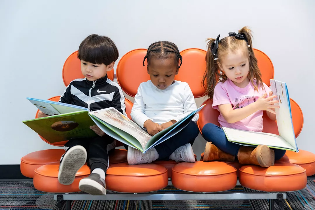 Student doing activities with their class.