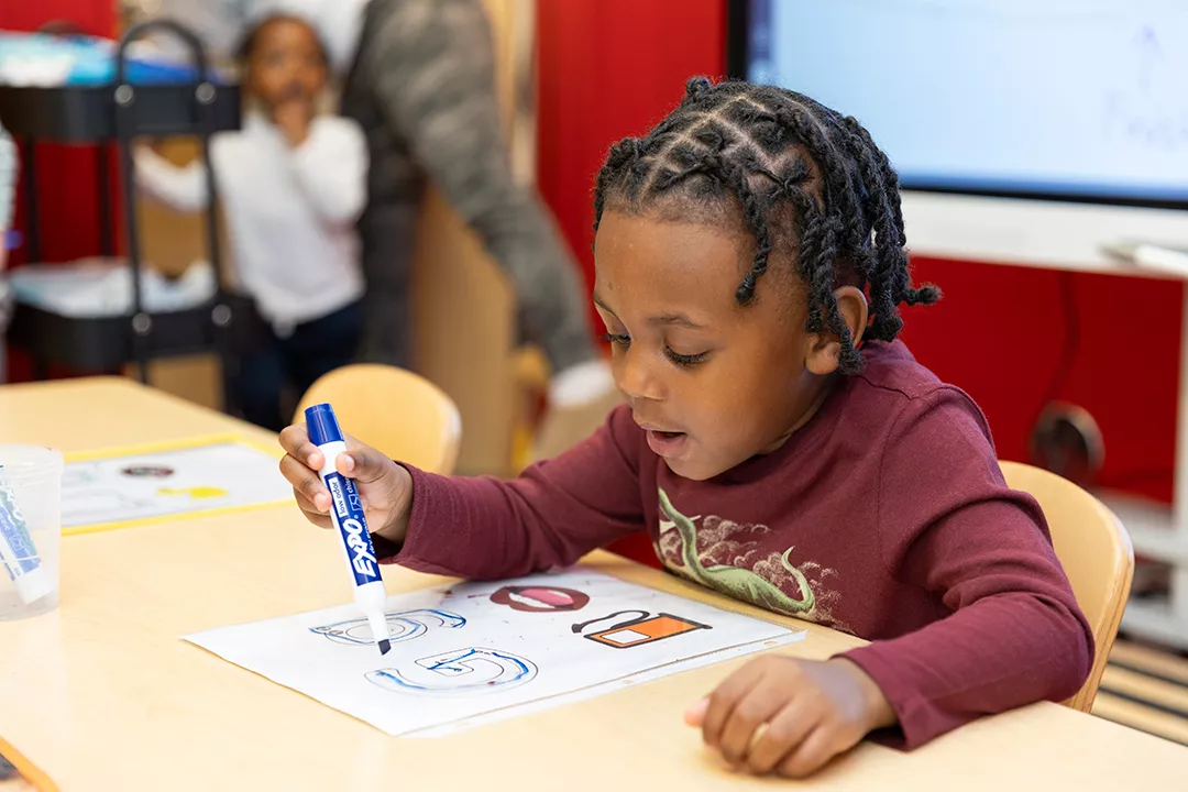 Student reading a book.