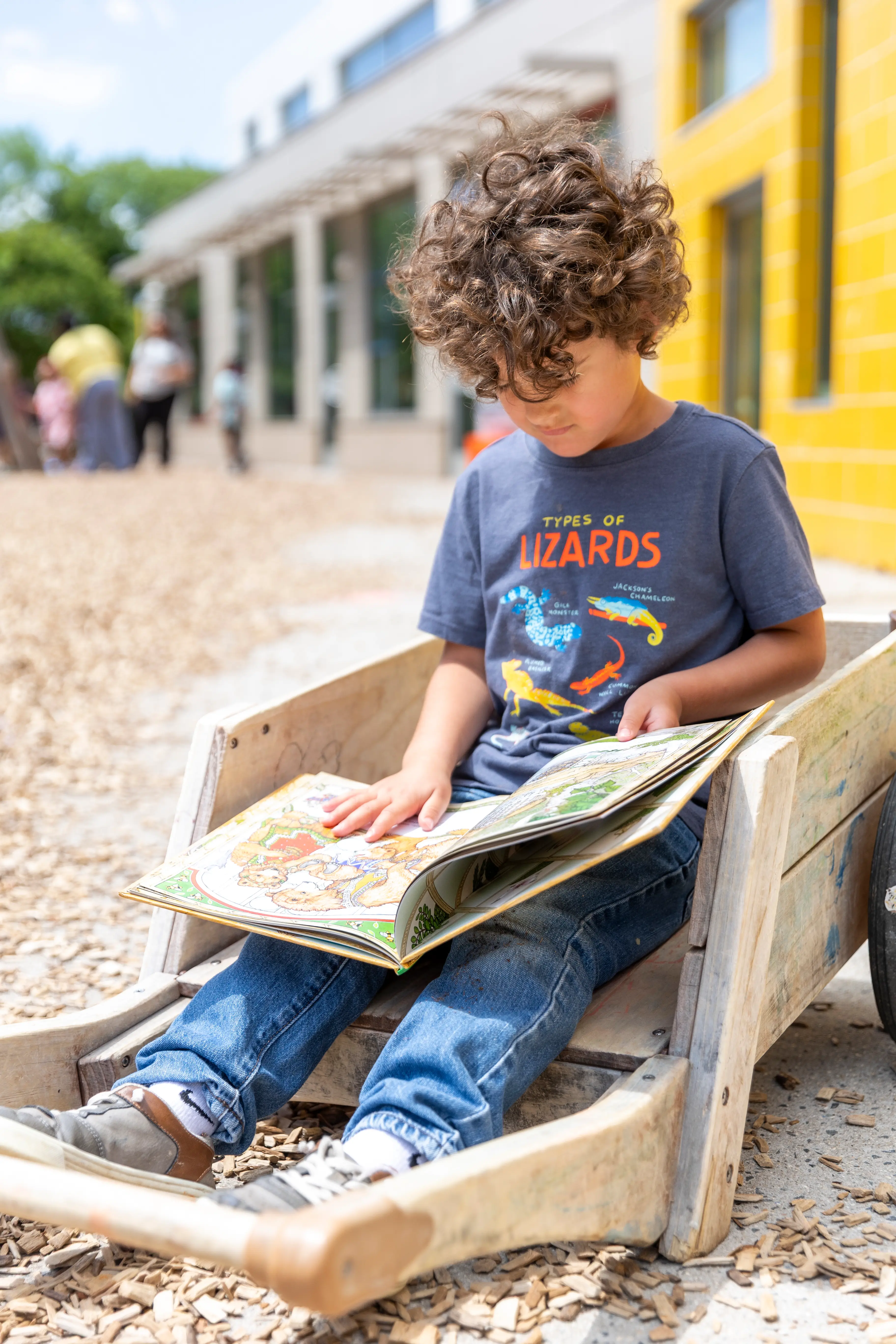 Students reading books together.